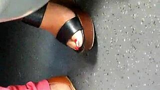 mature feet candid shots in wedges and sandals