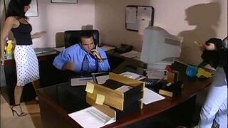 Brunette secretary gets slammed in steamy action