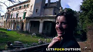 lets fuck outside in the cemetery with small brunette fingering