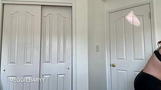 sexy redhead tries on new filming shirts in bra and panties