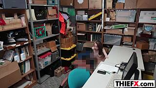teen thief accepts deal for naughty office blowjob.