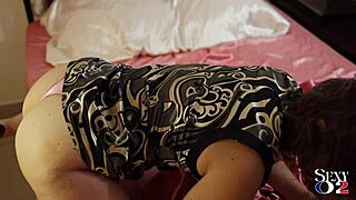 French slut deepthroats in satin panties