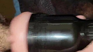 Stroking monster cock in fleshlight until cumshot.