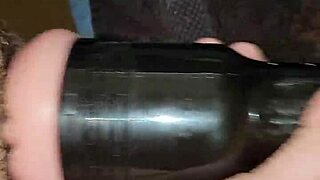 Stroking monster cock in fleshlight until cumshot.