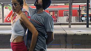Brazilian couple bangs hard in public at train terminal