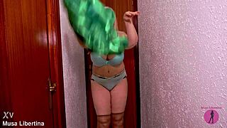 Spanish Milf Musa Libertina Dances Sexy In Green Lingerie