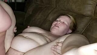 Shes horny and wet from pregnancy, wants fucked on couch