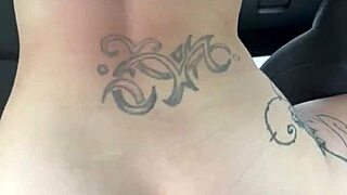 Busty hooker rides reverse cowgirl in car!