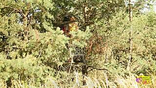 passionate outdoor lesbian fun with blonde and brunette babes licking and kissing 😘