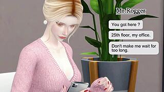 My boss bangs my wife in steamy office sex from Sims 4 erotic story.