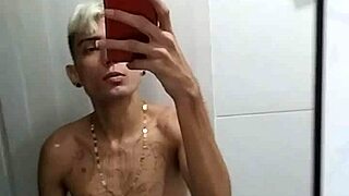 amateur guy jerks off in bathroom after soccer game