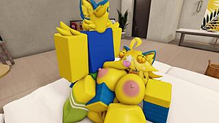 Watch this furry noob couple fuck with big tits and asses in a modern Robloxian house?