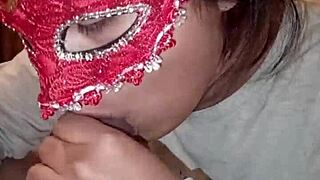 Lonely Latina asks neighbor for company, leading to doggystyle sex and blowjob.