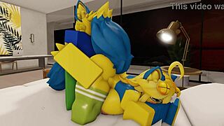 Watch this furry noob couple fuck with big tits and asses in a modern Robloxian house?