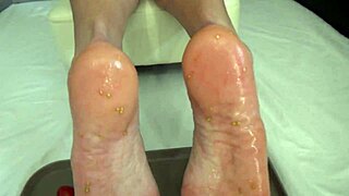 i trample tomatoes with my feet in a mature housewife solo fetish video