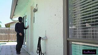 Shady security armani black bends over for tight pussy doggystyle with monster cock cumshot.