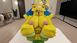 このファーリーの初心者カップルがデカ乳デカ尻で現代のRoblox風家でセックス？