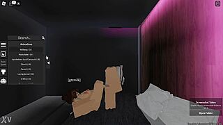 Girlfriend gives intense footjob in roblox
