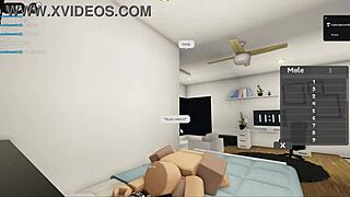 Couple with big tits having sex on Roblox platform.