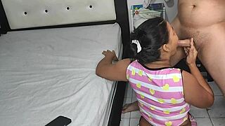 Mature Latina Sucks Young Stepnephew's Cock Boldly