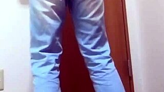 girl pees jeans while bro uses bathroom