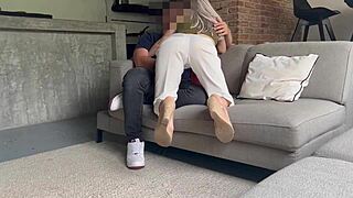 hot roomie has rough sex in lobby with pervert roommate after drinks