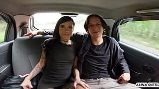 In my first porn scene, I fuck a latina slut with tight pussy in a car, flashing wet tits.