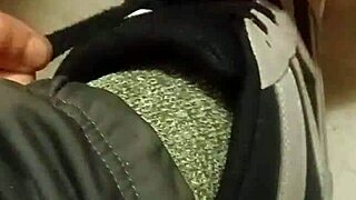 My friend has fun trashing my sneakers with her feet