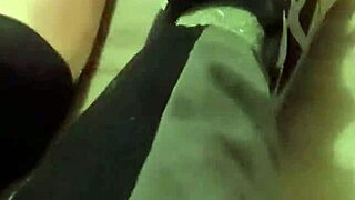 My friend has fun trashing my sneakers with her feet