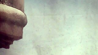 Enjoying a solo shower, bathing in peace with shaved body