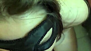 Submissive blowjob cum licking from feet and spanking