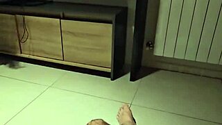 Submissive blowjob cum licking from feet and spanking