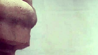 Enjoying a solo shower, bathing in peace with shaved body