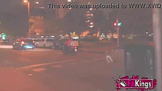 I watch harley quinn cosplayer seduce guys in street doggystyle