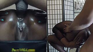 Barstool anal laat ghetto meisjes kutje druipen in visnet actie