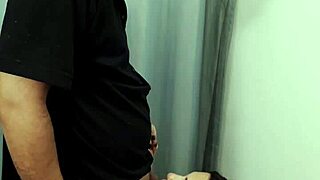 In the changing room, the milf tells the salesman, 'I want you to lick my wet pussy'