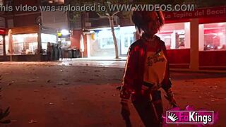 I watch harley quinn cosplayer seduce guys in street doggystyle