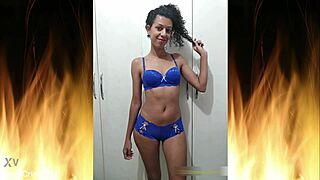 Morena linda de lingerie azul trailer 01 😍 bunda latina sem censura cintura pequena 18+ dona de casa brasileira sexy fetiche