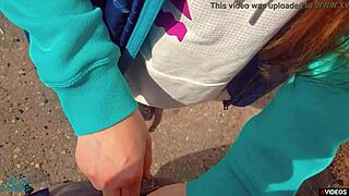 stepbrother and stepsister help each other cum on panties in public outdoor pov
