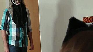 Stepfather and pals spook stepally with hardcore group action on couch.