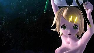 Kagamine rin meiko and haku in full nude knife project diva mod