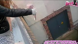 German slut pisses in handbag outdoors 😲