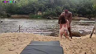 TOOK GIRLFRIEND TO STREAM FOR BATH, BROKE CABIN WITH HARD COCK!