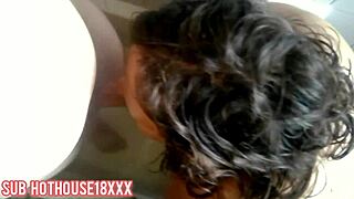 Mature milf teases with blowjob and doggy by the pool