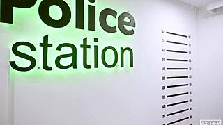 Fucking in the police station while officer isn't looking, but she finds out 😳