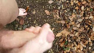 Masturbating in the forest surrounded by nature and trees