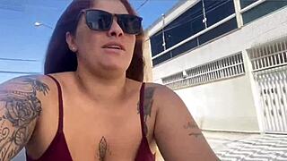 Bike ride without panties makes pussy sweaty