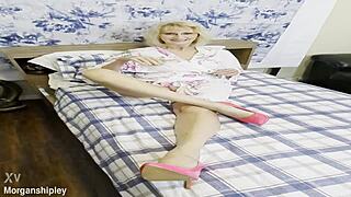 Pretty Blonde in Pink Engages in Solo Masturbation and Squirting