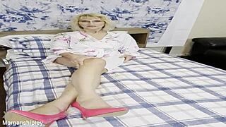 Pretty Blonde in Pink Engages in Solo Masturbation and Squirting