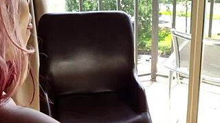 In Hotel Room, She Squirts Hard with Dildo Play